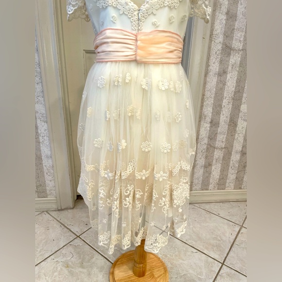 Abel & Lula Cream Embroidered Organza Dress - Picture 8 of 11